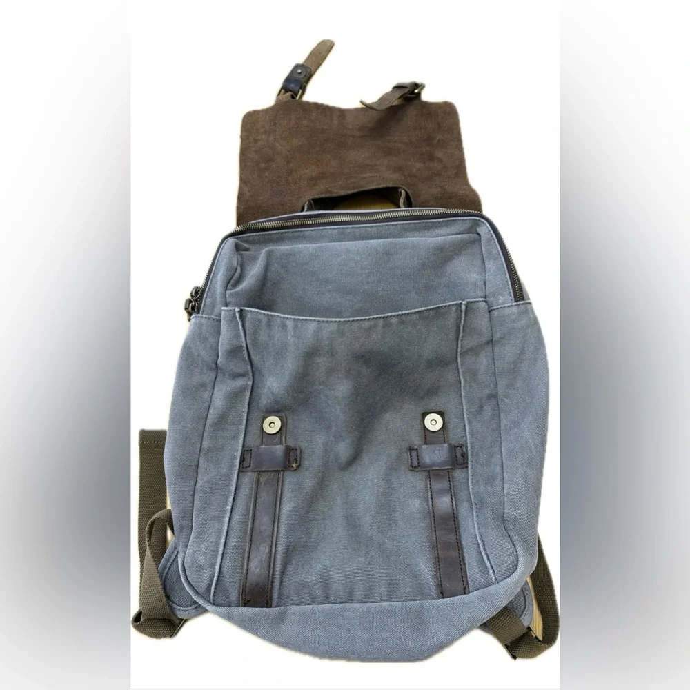 Leather Canvas Gray Backpack